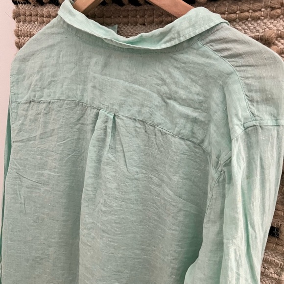 UnTuckIt Light Mint Green Casual Linen Button Down Shirt - Picture 7 of 8